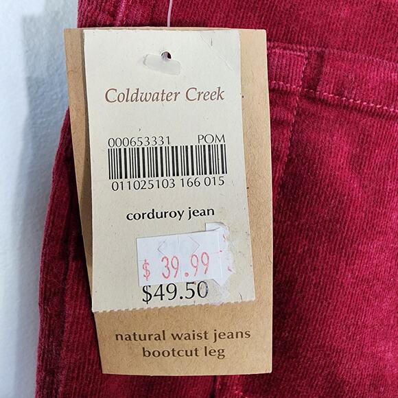Coldwater Creek Corduroy Jean Boot Cut Women's Size P16 Petite Red Natural NWT - Picture 7 of 10